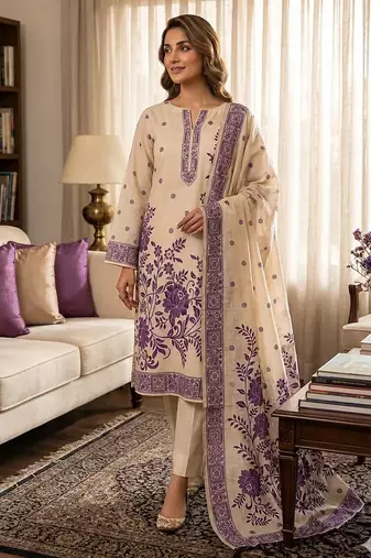 Muga cotton jamdani salwar suit dress material with pichwai weaving on top and dupatta with bottom