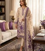 Muga cotton jamdani salwar suit dress material with pichwai weaving on top and dupatta with bottom