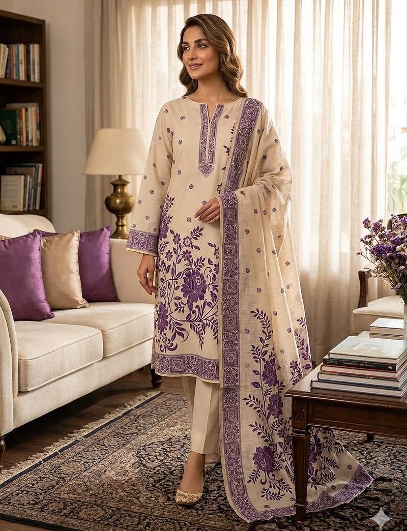 Muga cotton jamdani salwar suit dress material with pichwai weaving on top and dupatta with bottom