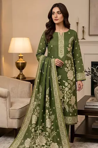 Muga cotton jamdani salwar suit dress material with pichwai weaving on top and dupatta with bottom