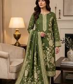 Muga cotton jamdani salwar suit dress material with pichwai weaving on top and dupatta with bottom
