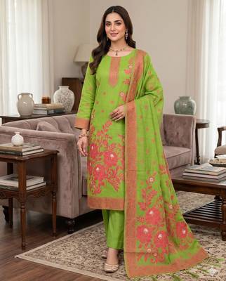 Muga cotton jamdani salwar suit dress material with pichwai weaving on top and dupatta with bottom 1