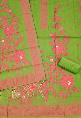 Muga cotton jamdani salwar suit dress material with pichwai weaving on top and dupatta with bottom 3