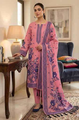 Muga cotton jamdani salwar suit dress material with pichwai weaving on top and dupatta with bottom