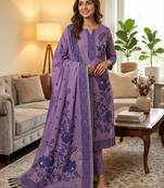 Muga cotton jamdani salwar suit dress material with pichwai weaving on top and dupatta with bottom