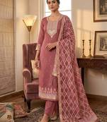 Muga cotton jamdani salwar suit dress material with pichwai weaving on top and dupatta with bottom