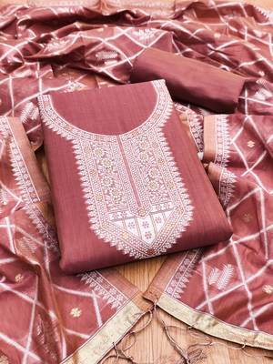 Muga cotton jamdani salwar suit dress material with pichwai weaving on top and dupatta with bottom 2