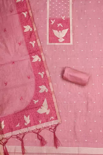 Muga cotton jamdani salwar suit dress material with pichwai weaving on top and dupatta with bottom