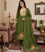 Muga cotton jamdani salwar suit dress material with pichwai weaving on top and dupatta with bottom