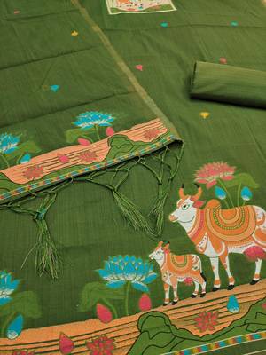 Muga cotton jamdani salwar suit dress material with pichwai weaving on top and dupatta with bottom 4