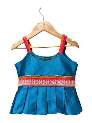 Blue & pink  embellished polyester top with sharara ethnic wear 3