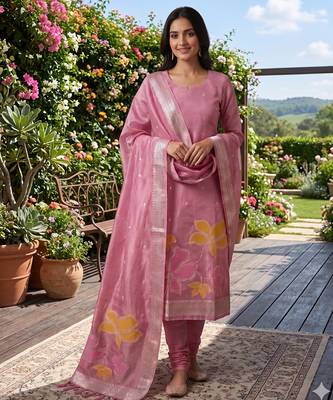Shimmer banarasi zari weaving dress material top and dupatta with bottom 1