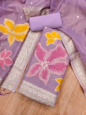 Shimmer banarasi zari weaving dress material top and dupatta with bottom 2