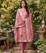 Shimmer banarasi zari weaving dress material top and dupatta with bottom