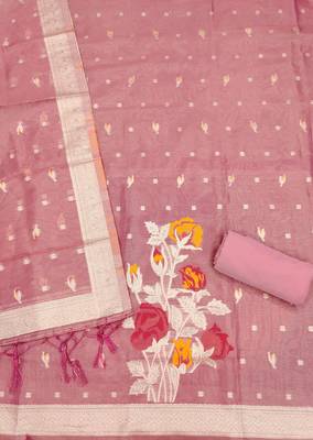 Shimmer banarasi zari weaving dress material top and dupatta with bottom 4