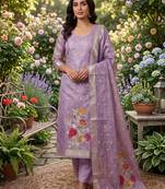 Shimmer banarasi zari weaving dress material top and dupatta with bottom