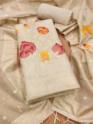 Shimmer banarasi zari weaving dress material top and dupatta with bottom 3