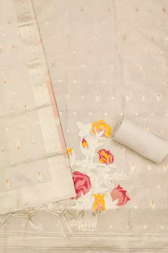 Shimmer banarasi zari weaving dress material top and dupatta with bottom