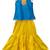 Blue & yellow embellished polyester top with sharara ethnic wear