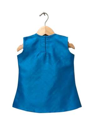 Blue & yellow embellished polyester top with sharara ethnic wear 4