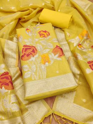 Shimmer banarasi zari weaving dress material top and dupatta with bottom 3