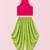 Pink & limegreen solid chanderi top with dhoti ethnic wear