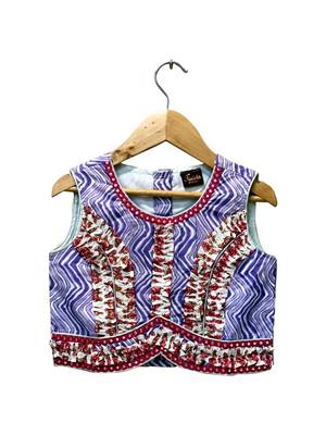 Lavender & pink printed cotton top with dhoti ethnic wear 3