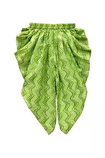 Pink & limegreen solid chanderi top with dhoti ethnic wear