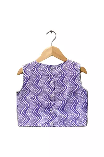 Lavender & pink printed cotton top with dhoti ethnic wear