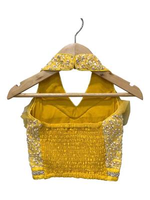 Yellow & multicolour all over embroidered polyester top with palazzo ethnic wear 4
