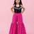 Black & pink embellished polyester top with sharara ethnic wear
