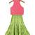 Coral & limegreen solid chanderi top with sharara ethnic wear