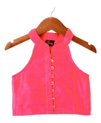 Coral & limegreen solid chanderi top with sharara ethnic wear 3
