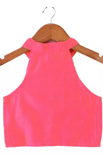 Coral & limegreen solid chanderi top with sharara ethnic wear
