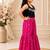 Black & pink embellished polyester top with sharara ethnic wear