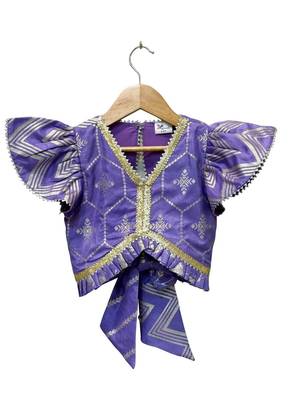 Purple embellished polyester top with dhoti ethnic wear 3