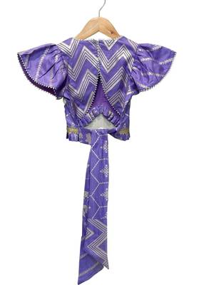 Purple embellished polyester top with dhoti ethnic wear 4