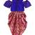 Blue & pink printed polyester top with dhoti ethnic wear