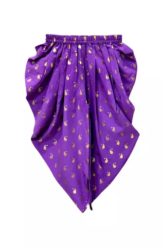 Purple embellished polyester top with dhoti ethnic wear