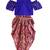 Blue & pink printed polyester top with dhoti ethnic wear