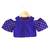 Blue & pink printed polyester top with dhoti ethnic wear