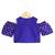 Blue & pink printed polyester top with dhoti ethnic wear