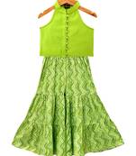 Limegreen solid chanderi top with sharara ethnic wear