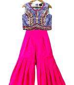 Lavender & pink printed cotton top with palazzo ethnic wear