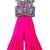 Lavender & pink printed cotton top with palazzo ethnic wear