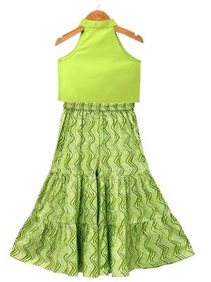 Limegreen solid chanderi top with sharara ethnic wear 2