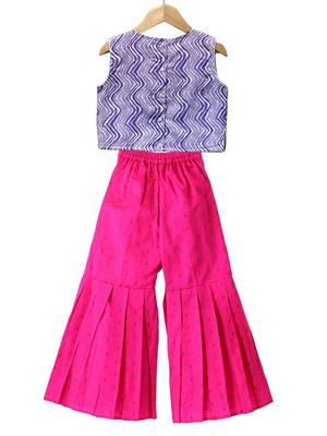 Lavender & pink printed cotton top with palazzo ethnic wear 2