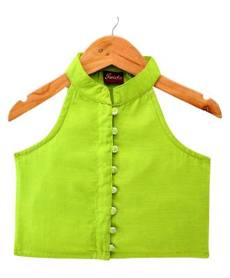 Limegreen solid chanderi top with sharara ethnic wear 3