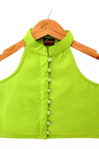 Limegreen solid chanderi top with sharara ethnic wear