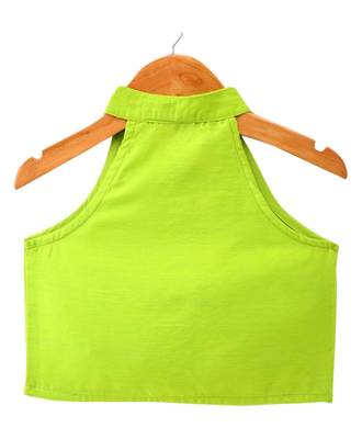 Limegreen solid chanderi top with sharara ethnic wear 4